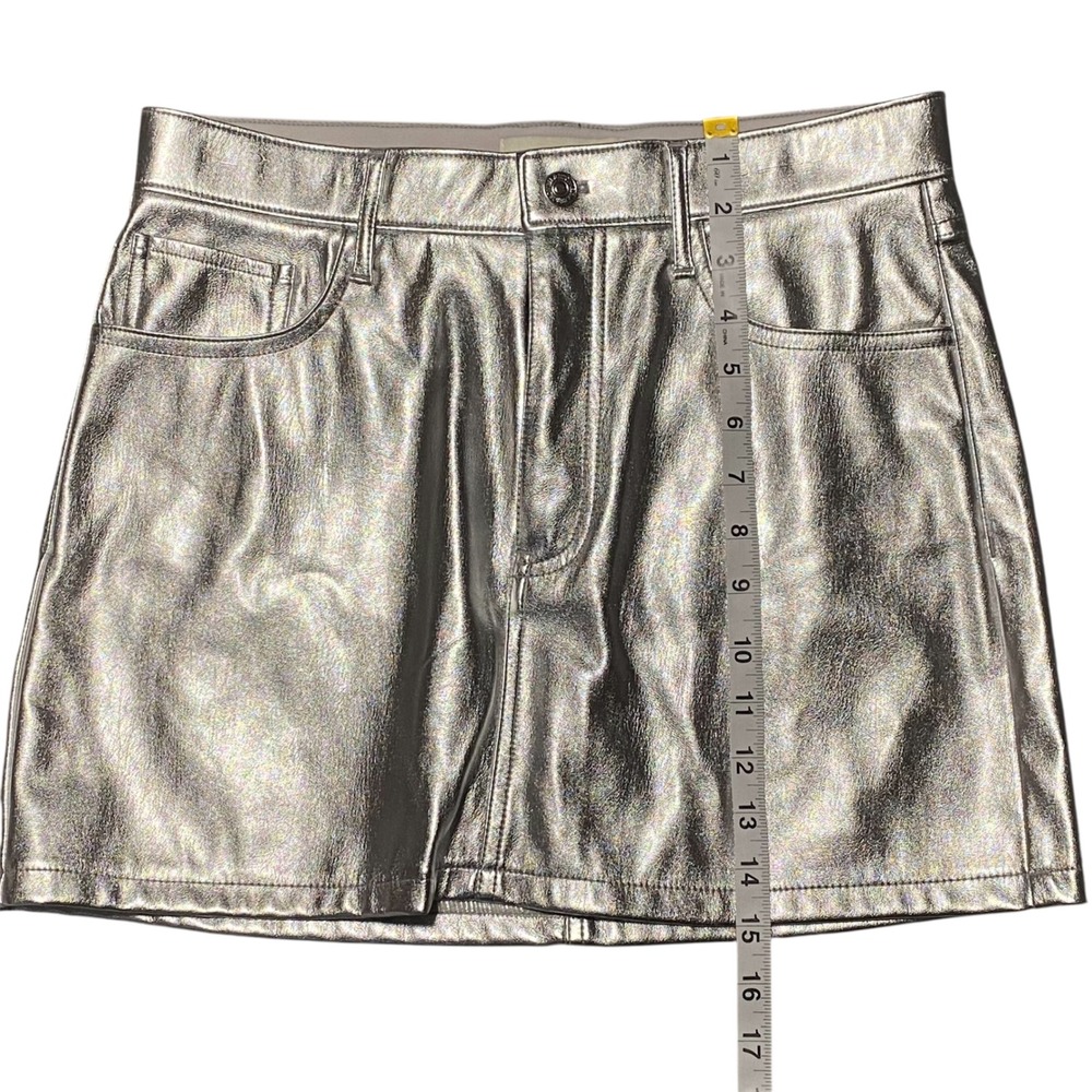 Abercrombie & Fitch Metallic Silver Faux Leather Mini Skirt Womens Size 28/6 - Picture 6 of 8